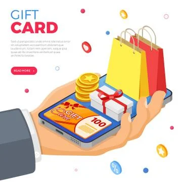 Gift Card Customer Loyalty Programs Banner Stock Illustration