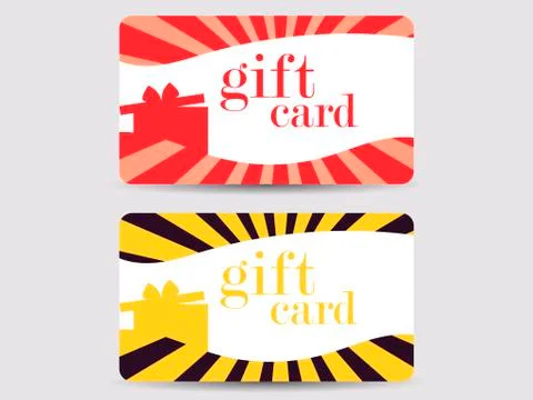 Gift card with gift box and rays. Vector illustration Stock Illustration