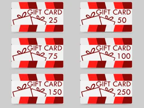 Gift card with a gift box. Set of vector illustrations. 스톡 일러스트
