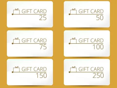 Gift card with a gift box. Set of vector illustrations. Stock Illustration