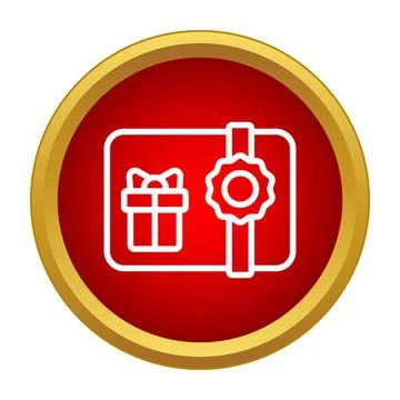 Gift card icon showing present box and voucher Stock Illustration