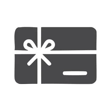 Gift card icon. Simple icon depicting a gift card with a ribbon. Perfect fo.. Stock Illustration