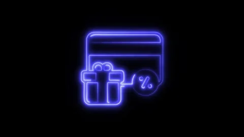 Gift Card Outline Icon in HD Video Neon Animation Stock-Footage 304552186