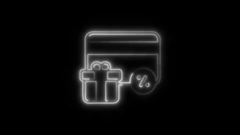 Gift Card Outline Icon in HD Video Neon Animation Stock-Footage 304552189
