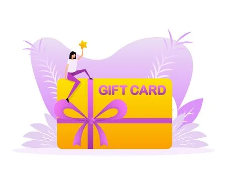 Gift card with people. Flat vector people character illustration. Shopping event 스톡 일러스트
