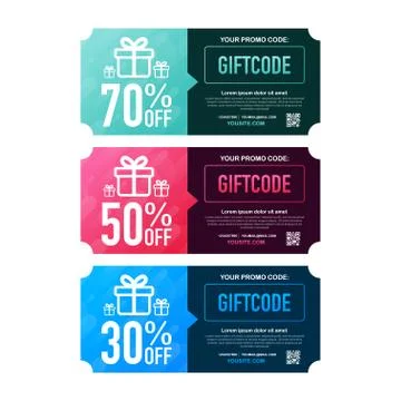 Gift card. Promo code. Vector Gift Voucher with Coupon Code. Vector illustrat イラスト素材