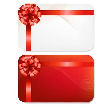 Gift card with red bow Stock Illustration