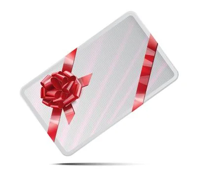 Gift card with a red bow Stock Illustration
