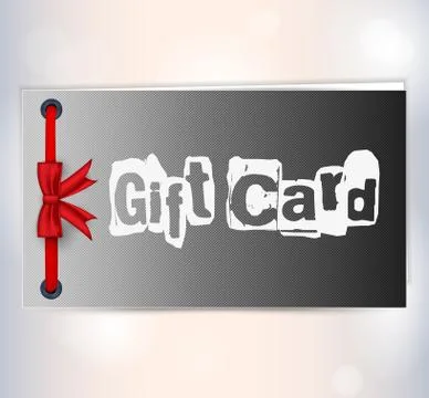 Gift card with ribbon Illustrazione stock