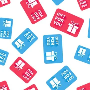 Gift card seamless pattern background. Business flat vector illustration. Dis Illustrazione stock