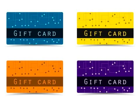 Gift card. Set  plastic gift cards. Vector illustration. Illustrazione stock