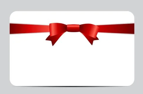 Gift Card Set with Red Ribbon and Bow. Vector illustration Stock Illustration