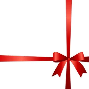 Gift Card Set with Red Ribbon and Bow. Vector illustration Stock Illustration