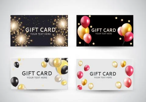 Gift Card Template with Balloons Vector Illustration Illustrazione stock