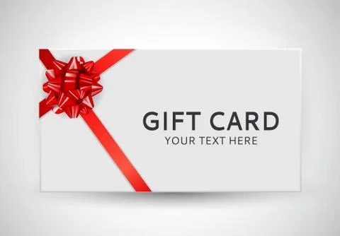 Gift Card Template with Bow and Ribbon Vector Illustration Stock Illustration