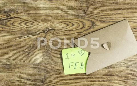 Gift card with the text: 14th February. Stock Photos
