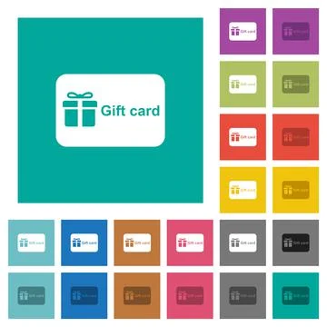 Gift card with text square flat multi colored icons Stock Illustration