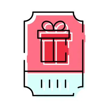 Gift card voucher with present box outline icon Stock Illustration