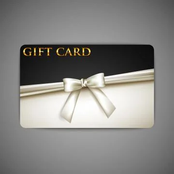 Gift card with white bow and ribbon Stock Illustration