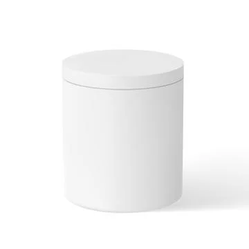 Gift cardboard cylindrical box closed lid, realistic 3D white tall round Illustrazione stock