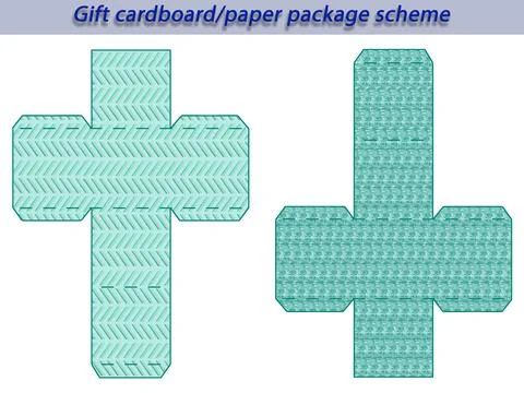 Gift cardboard/paper package scheme for different events, cube shaped, laser cut Stock Illustration