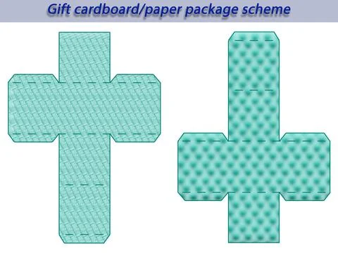Gift cardboard/paper package scheme for different events, cube shaped, laser cut Stock Illustration