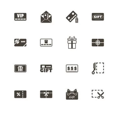 Gift Cards - Flat Vector Icons Stock Illustration