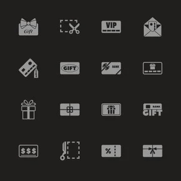 Gift Cards - Flat Vector Icons Stock Illustration
