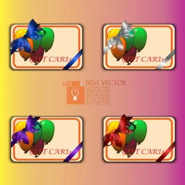 Gift cards with multicolored balloons Stock Illustration