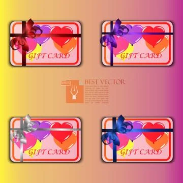 Gift cards with multicolored balloons Stock Illustration