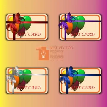 Gift cards with multicolored balloons Stock Illustration