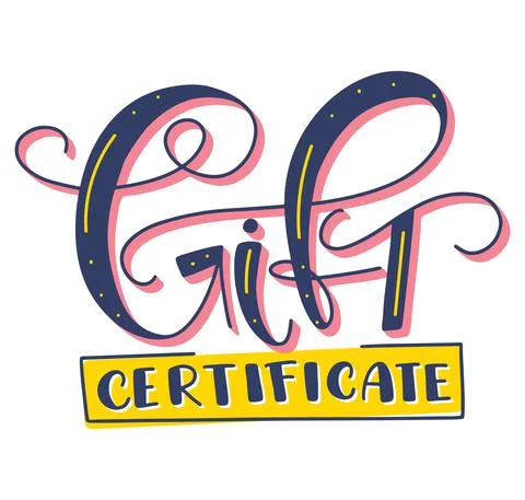 Gift certificate colored vector illustration with lettering Illustrazione stock