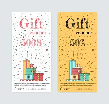 Gift certificate with gifts Stock Illustration