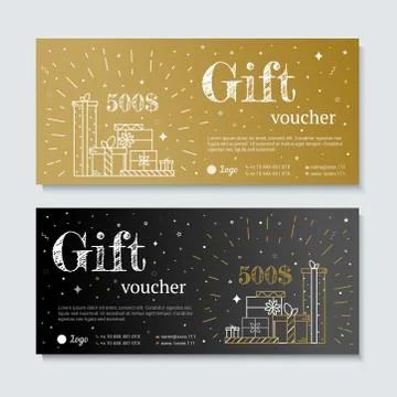 Gift certificate with gifts Stock Illustration