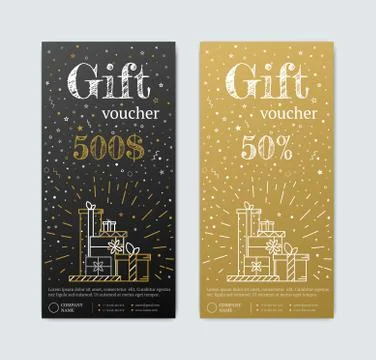 Gift certificate with gifts Illustrazione stock