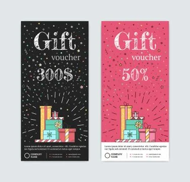 Gift certificate with gifts Stock Illustration