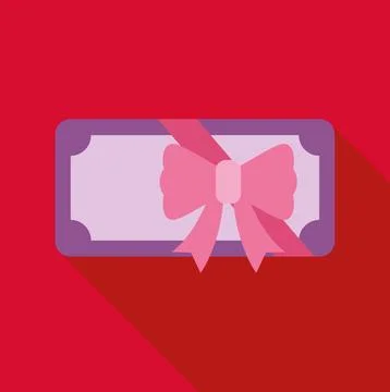 Gift certificate with pink bow on red background Stock Illustration