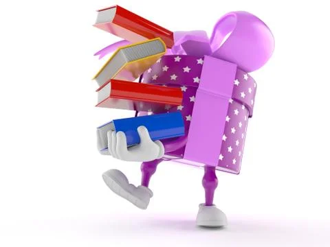 Gift character with books Illustrazione stock