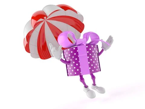 Gift character with parachute Stock Illustration