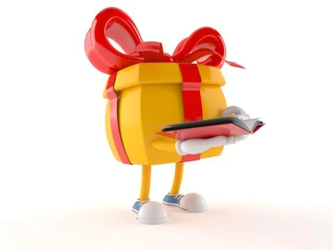 Gift character reading a book Stock Illustration