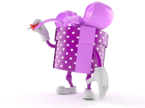 Gift character with thumbtack Stock Illustration