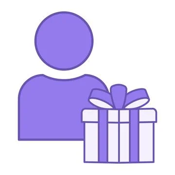 Gift Color Icon. Vector Icon. Man Holding Gift Box. Holiday Concept Stock Illustration