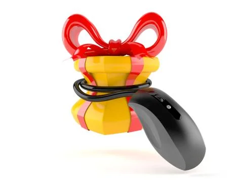 Gift with computer mouse Stock Illustration