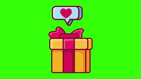 Gift concept icon animation on green screen background Stock Footage 156364991
