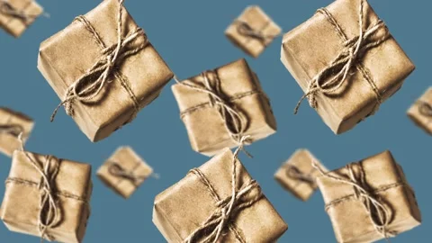 Gift craft boxes. Motion design animation in 4K UHD footage.blue. Video stock 165280559