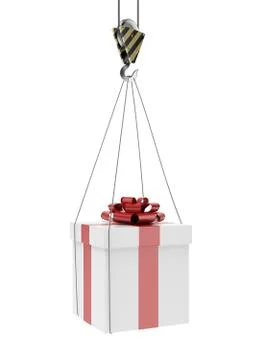 Gift on crane hook Stock Illustration