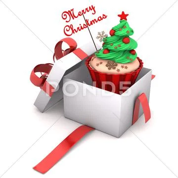 Gift cupcake merry christmas Stock Illustration