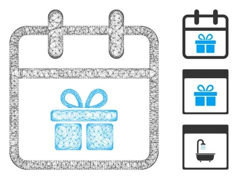 Gift Day Polygonal Web Vector Mesh Illustration Illustrazione stock