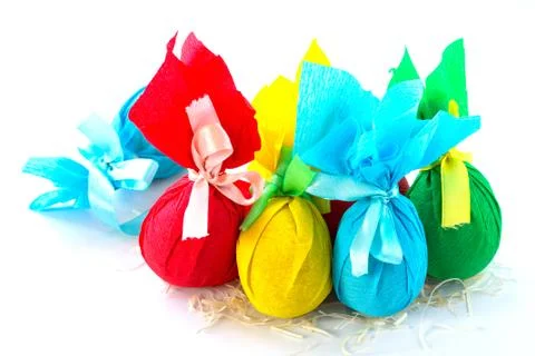 Gift decorative Easter egg isolated on white background. Stock Photos