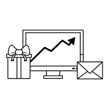 Gift delivery business tendency data in black and white イラスト素材